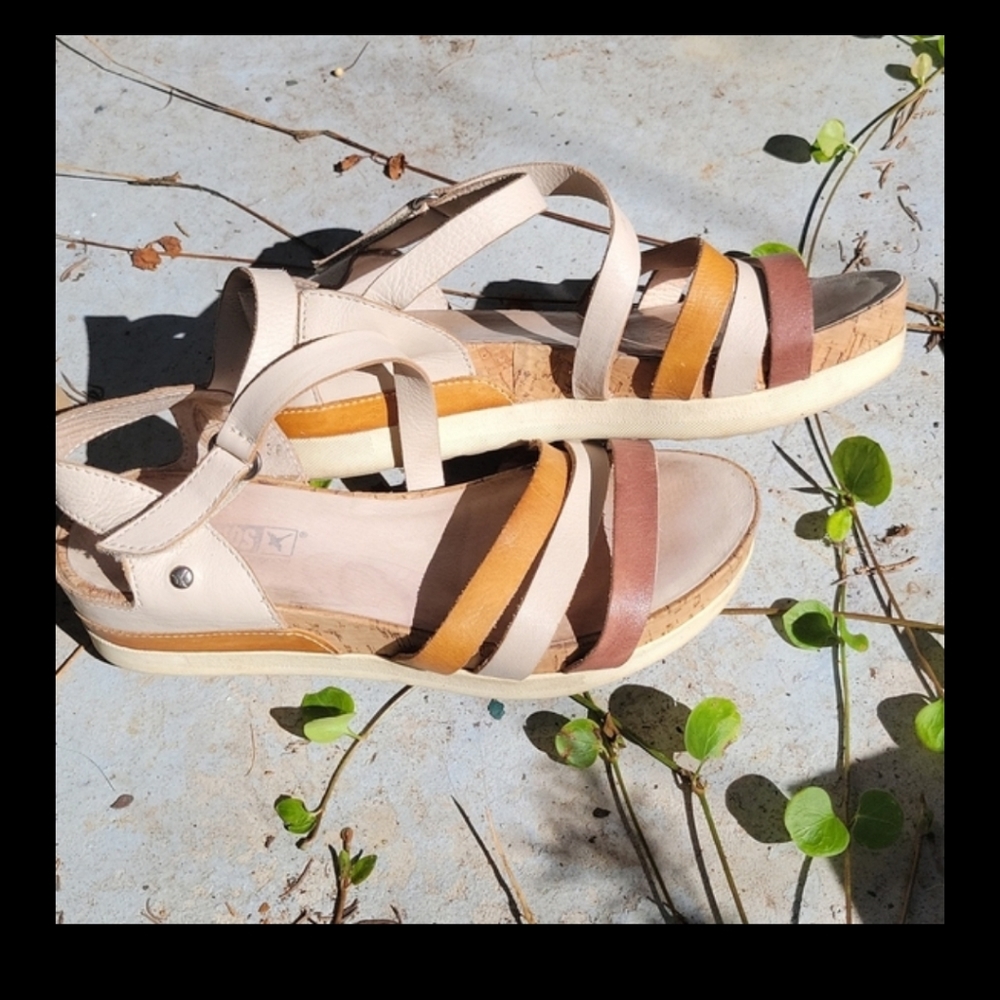 PIKOLINOS Leather Platform Wedge Sandals Shoes 36